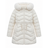 Janbo Women's Winter Waist-cinched Fur Collar Puffer Coat